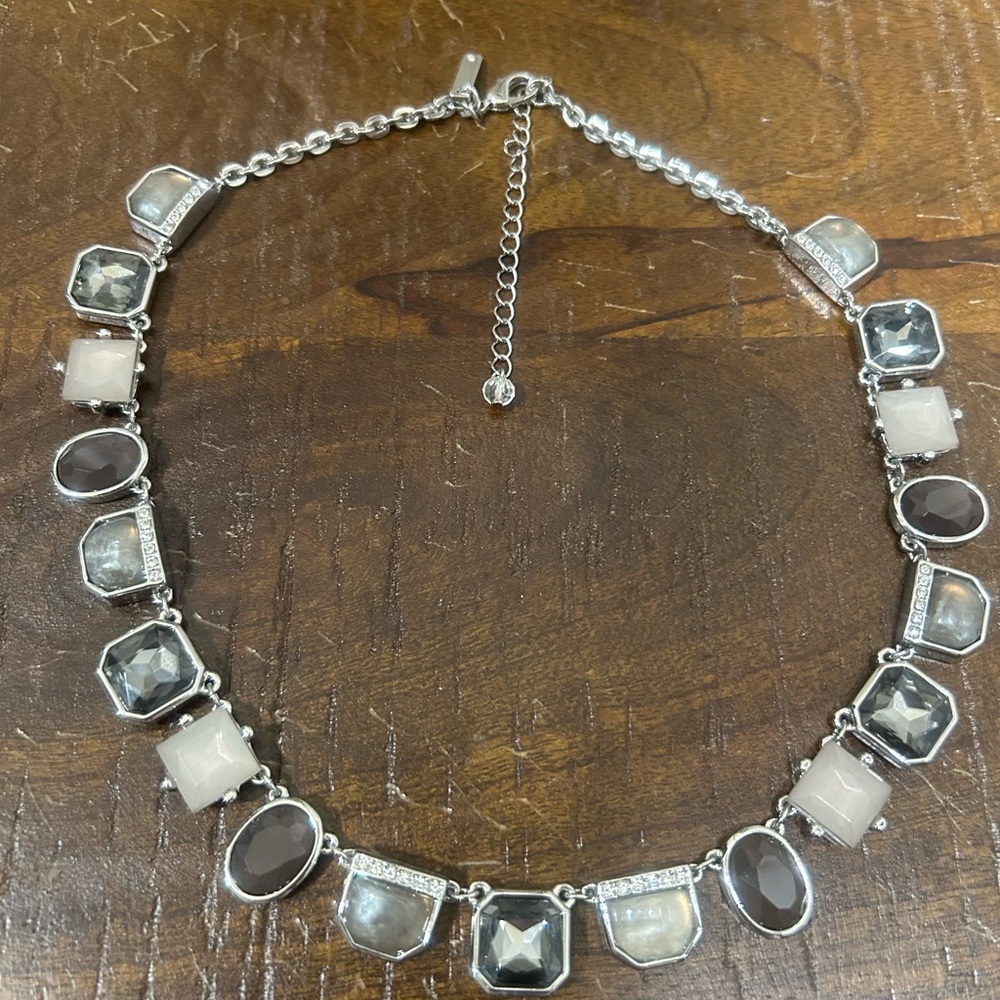 White House Black Market Silver and Cream Necklace